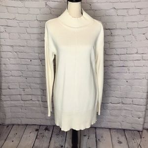 Talbots Factory Cream Mock Neck Long Sleeve Tunic Sweater Medium